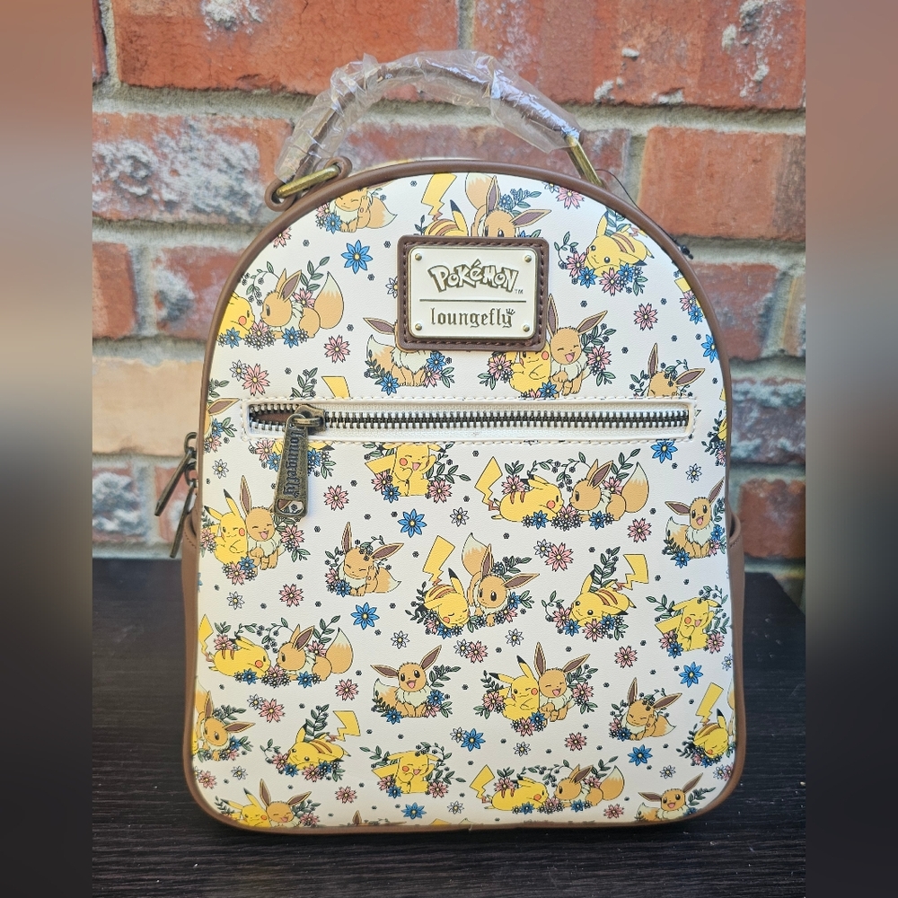 NWT Loungefly Pokémon Eevee and Pikachu Floral Backpack